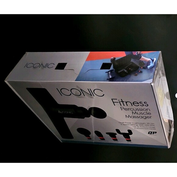 Iconic Fitness Massager Percussion Hand Held 4 Heads 6 Speeds Black NEW SEALED! - Picture 5 of 7